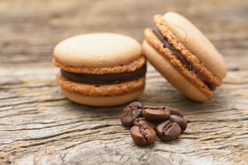 French macaroons with coffee beans