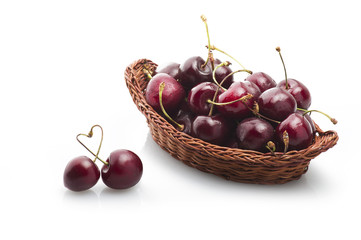 Fresh cherry close up on the white