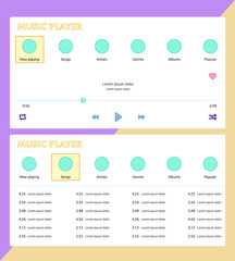Music player concept Vector flat design for web player