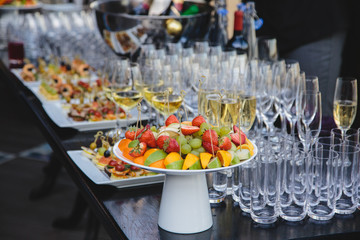 bowl of fruit on the buffet table