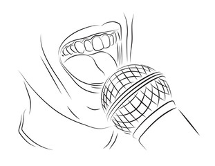 Singing into a microphone