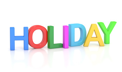 Holiday, colored inscription. 3D rendering