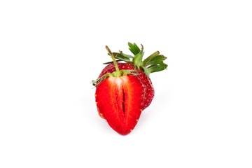 Ripe strawberry on a white background