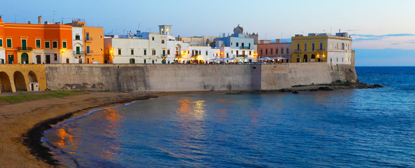 Gallipoli, old town in the blue hour, Salento, Apulia, Italy