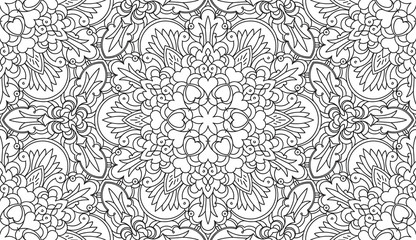 Seamless Abstract Tribal Black-White Pattern. Hand Drawn Ethnic Texture. Vector Illustration.