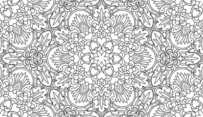 Seamless Abstract Tribal Black-White Pattern. Hand Drawn Ethnic Texture. Vector Illustration.