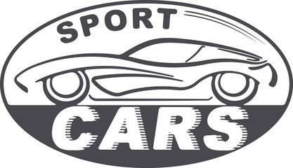 Sport cars gray oval design for your logo or other application with silhouette of automobile