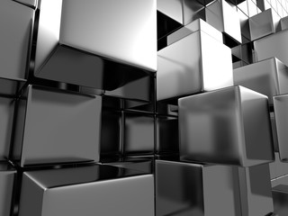 Abstract Silver Metal Cubes Background
