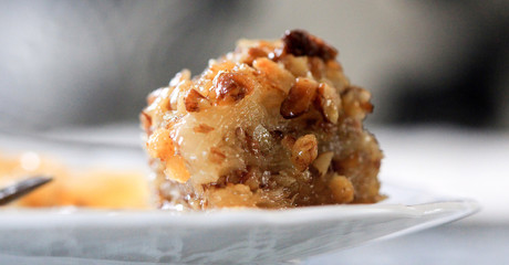 Handmade baklava, traditional turkish pastry