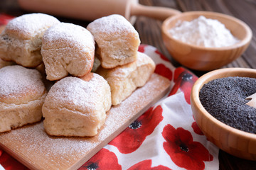 Baked yeast dumpling with poppy seed filling