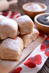 Baked yeast dumpling with poppy seed filling