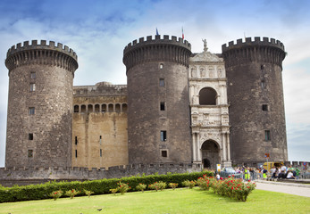 Fototapeta na wymiar Castel nuovo (New Castle) or Castle of Maschio Angioino in Naples, Italy. ..