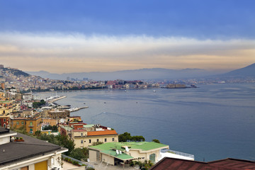 Fototapeta na wymiar Italy. A bay of Naples. View of the city on top