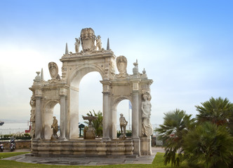 Fototapeta na wymiar Immacolata Fountain at the seaside in Naples - Italy..