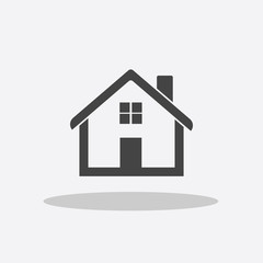 Grey home icon isolated on white background