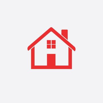 Red home icon isolated on white background
