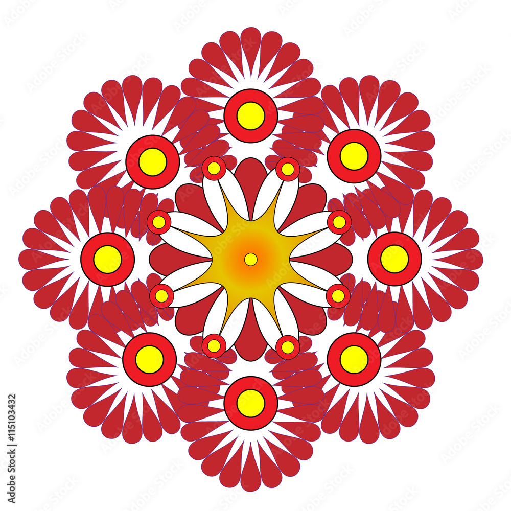 Wall mural red pattern element on a white background