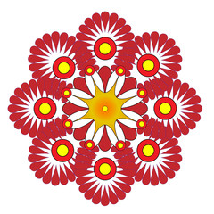 red pattern element on a white background