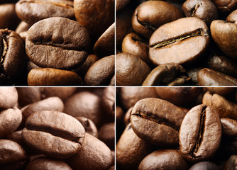 Obraz premium backgrounds with roasted coffee beans closeup set
