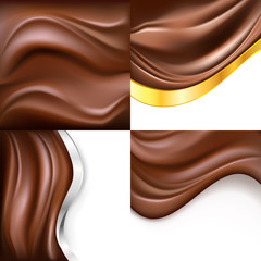 creamy chocolate on white background set. vector