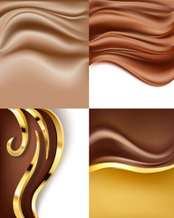 creamy chocolate on white background set. vector