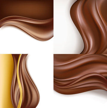 Creamy Chocolate On White Background Set. Vector