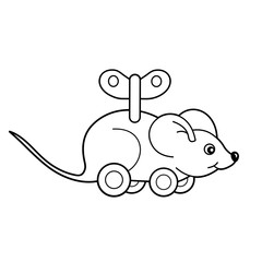 Coloring Page Outline Of toy clockwork mouse. Coloring book for kids