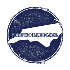 North Carolina vector map. Grunge rubber stamp with the name and map of North Carolina, vector illustration. Can be used as insignia, logotype, label, sticker or badge of USA state.