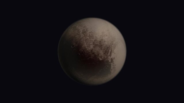 Orbiting Planet Pluto. Satellite view of planet pluto in outer space. Spacecraft view.
