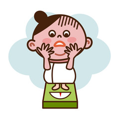 体重計に乗る女性