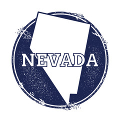 Nevada vector map. Grunge rubber stamp with the name and map of Nevada, vector illustration. Can be used as insignia, logotype, label, sticker or badge of USA state.