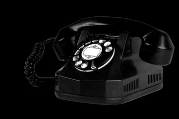 Telephone on Black Background.