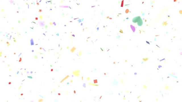 Confetti shapes falling slow motion DOF loop 4K
