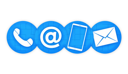 contact us colored blue design icons 3d render