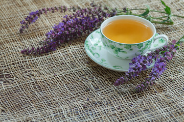 sage tea with sage flowers