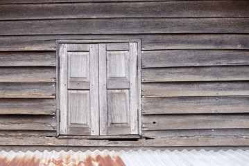 The old window wooden carved vintage style.