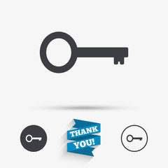 Key sign icon. Unlock tool symbol.
