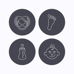 Pacifier, baby boy and bottle icons.