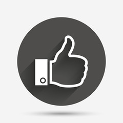 Like sign icon. Hand finger up symbol.