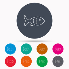 Fish icon. Seafood sign. Vegetarian food symbol.