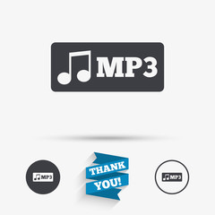 Mp3 music format sign icon. Musical symbol.