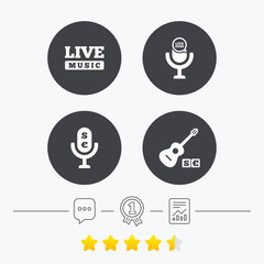 Musical elements icon. Microphone, Live music.
