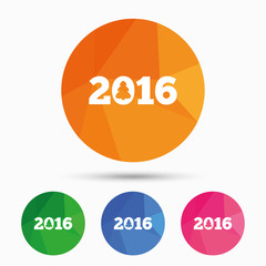 Happy new year 2016 sign icon. Calendar date.