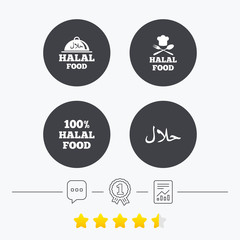 Halal food icons. Natural meal symbol.