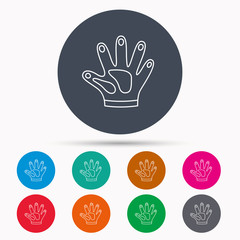 Construction gloves icon. Textile protection.