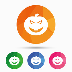 Halloween pumpkin sign icon. Halloween party.