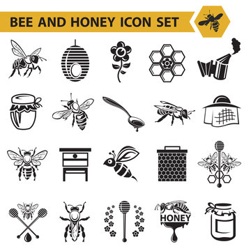 collection of bee and honey icons