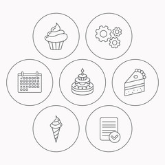 Cake, cupcake and ice cream icons.