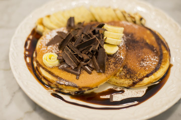 Banana pancake with chocolate