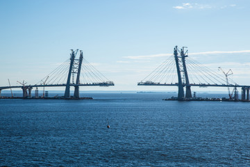 drawbridge in the Gulf of Finland. The Port Of St. Petersburg.
